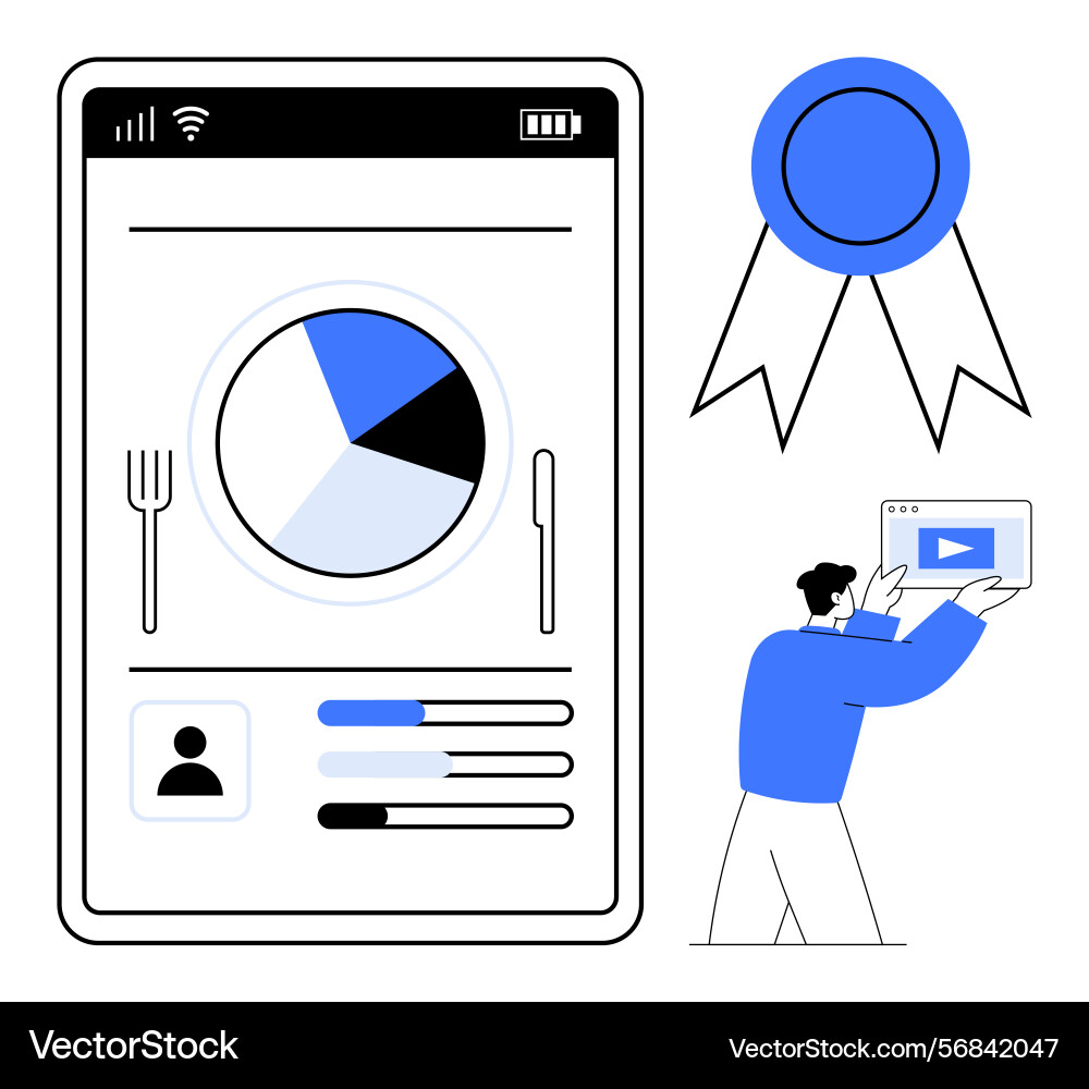Mobile diet tracking app interface with pie chart Mobile diet tracking app interface with pie chart vector image