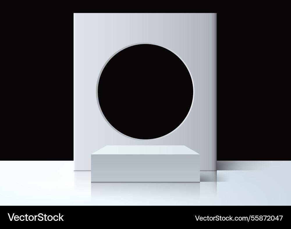 Modern 3d white rectangular frame with a circular Modern 3d white rectangular frame with a circular vector image