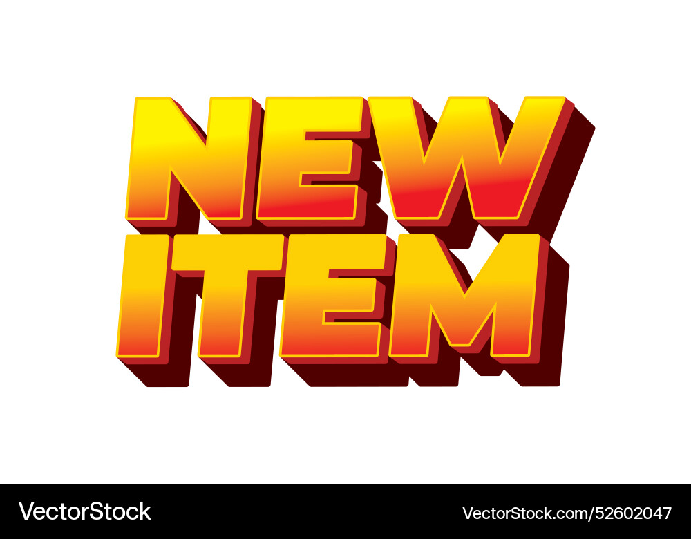 New item text effect in 3d style for print ad New item text effect in 3d style for print ad vector image