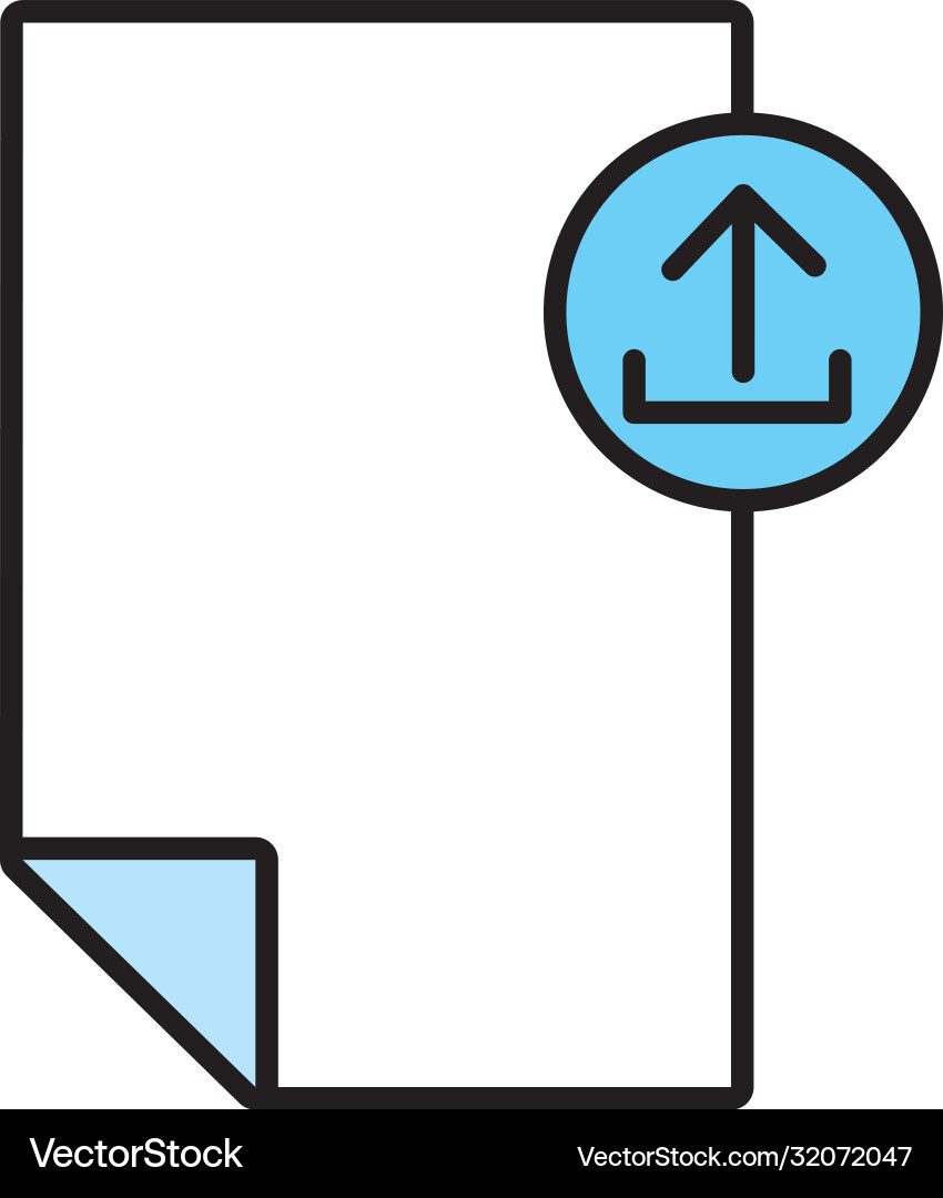 Paper document with arrow upload line and fill vector image