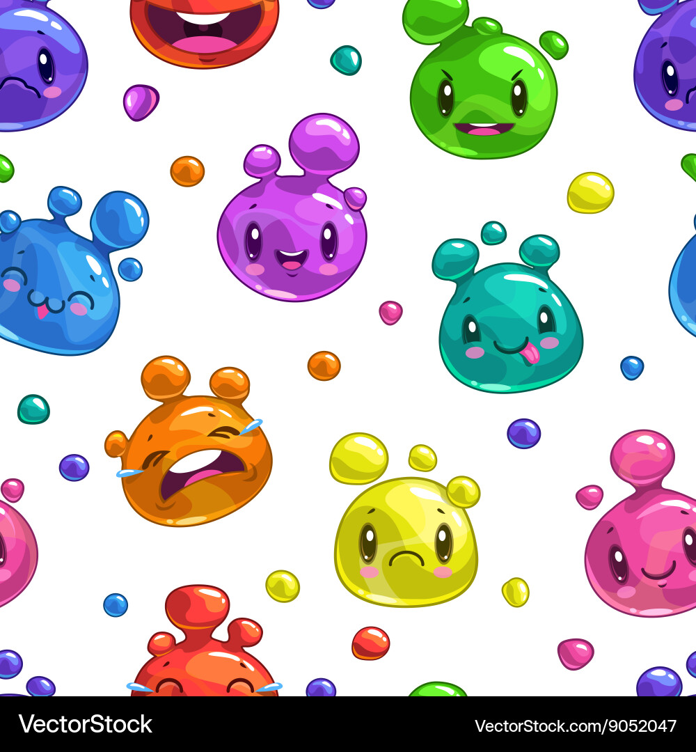 Seamless pattern with colorful bubble characters vector image