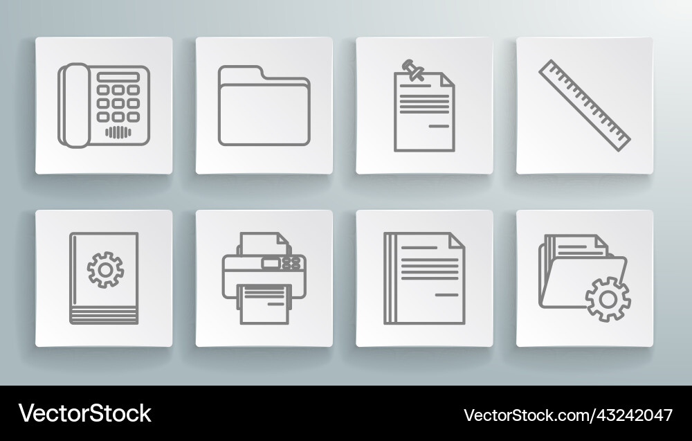 Set line user manual document folder printer Set line user manual document folder printer vector image
