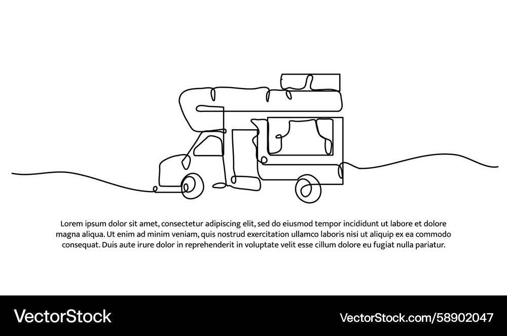 Single Line Campervan Vector Image