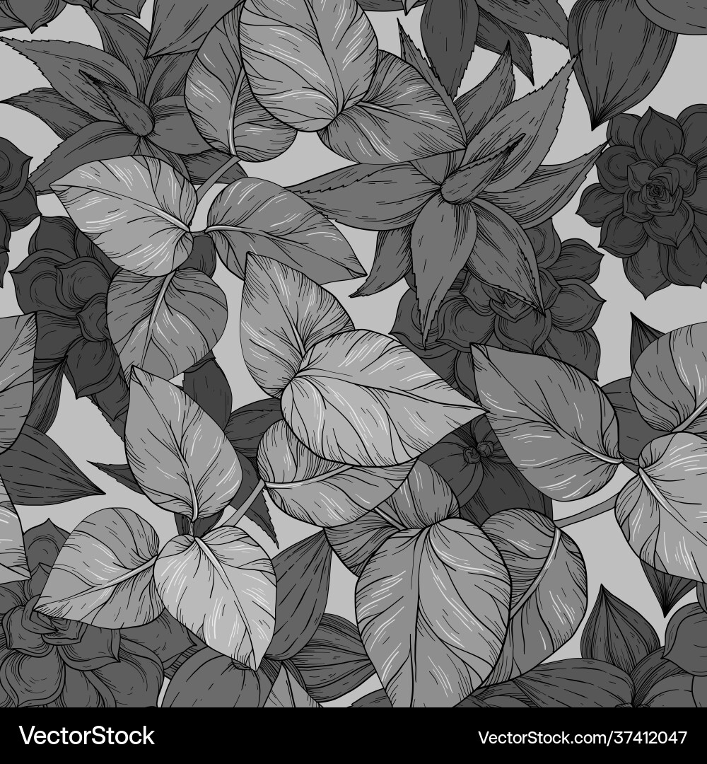 Tropischer Dschungel nahtlos monochromes Muster Tropischer Dschungel nahtlos monochromes Muster vektorbild