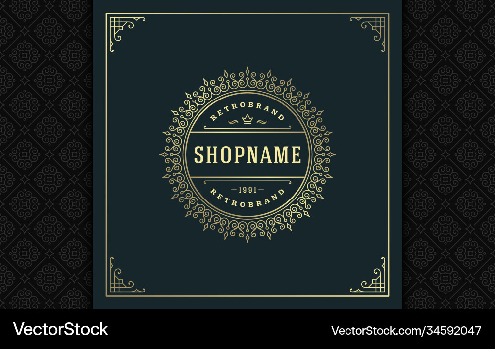 Vintage logo elegant flourishes line art graceful Vintage logo elegant flourishes line art graceful vector image