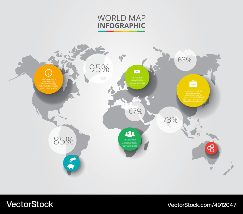 World Map with Data Visualization vector image