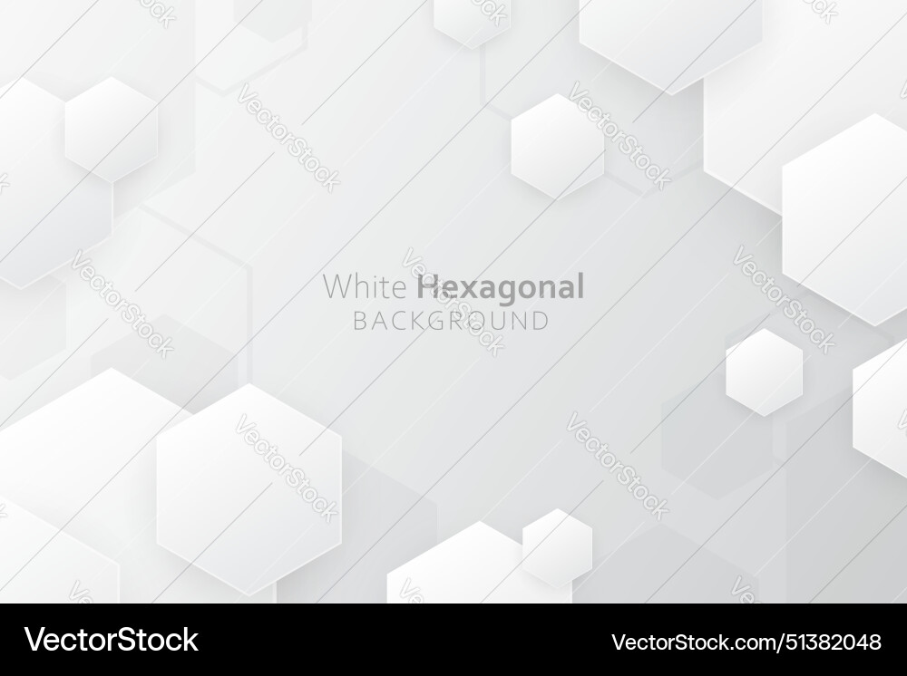 3d gradient white hexagonal background vector image