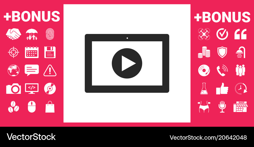 Computer tablet with play button icon Computer tablet with play button icon Vector Image