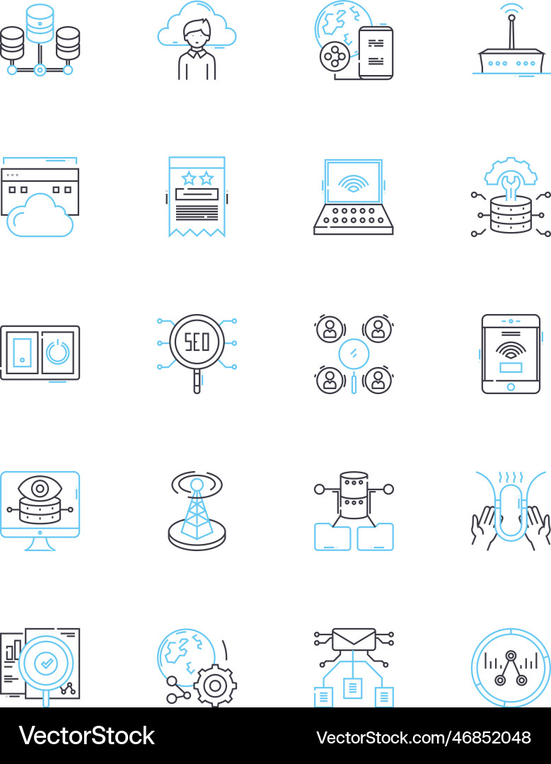 Cybersecurity measures linear icons set firewall Cybersecurity measures linear icons set firewall vector image