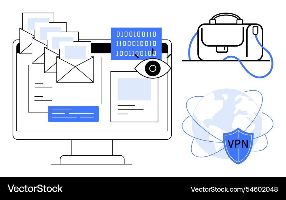 Digital data protection with encrypted emails Digital data protection with encrypted emails vector image