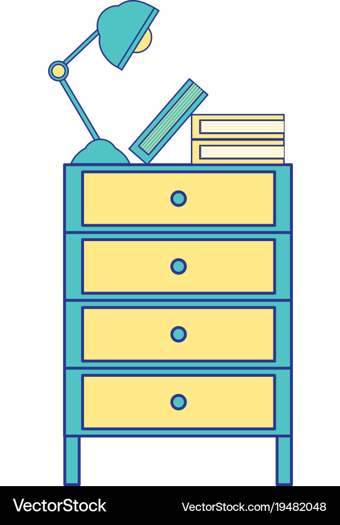 Full color cabinet file archive with lamp desk vector image
