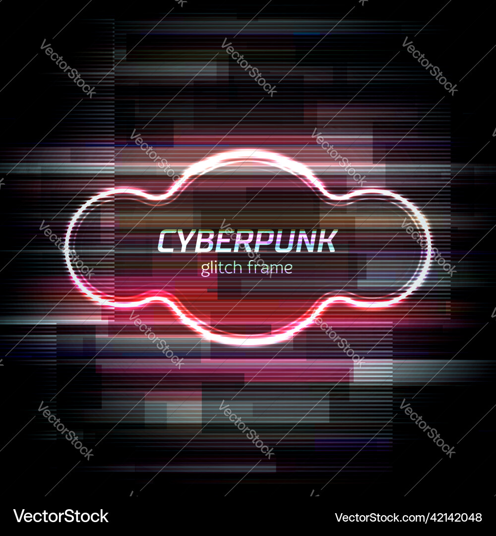 Glitch cyberpunk frame with technology error Glitch cyberpunk frame with technology error vector image