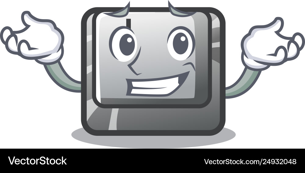Grinning button i in character shape vector image