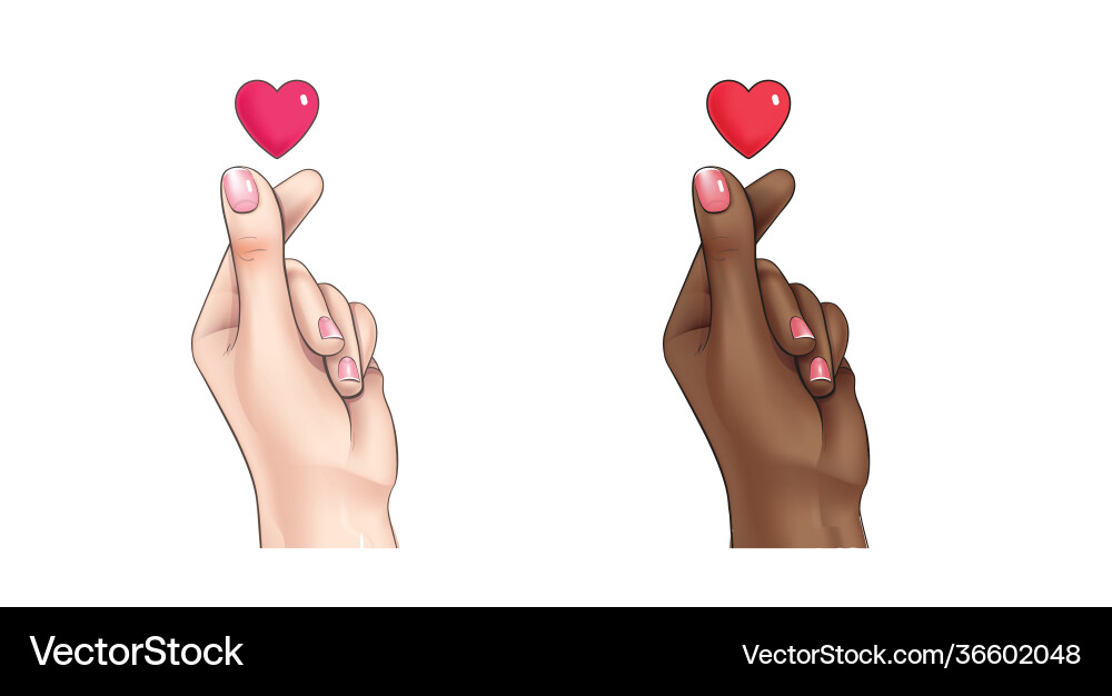 Korean finger heart symbol means i love you hangul Korean finger heart symbol means i love you hangul vector image