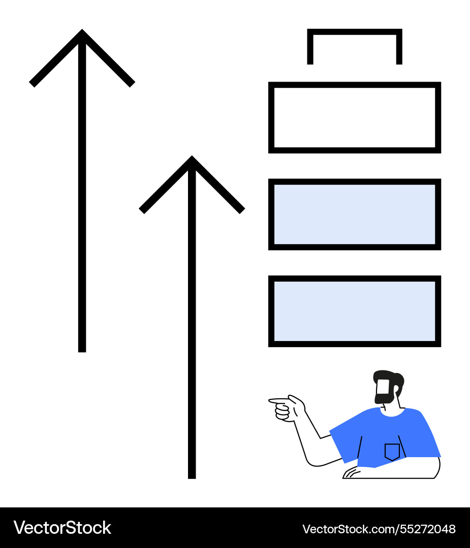 Man pointing while growth Man pointing while growth vector image