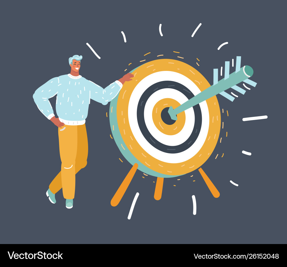 Man with standing near target vector image