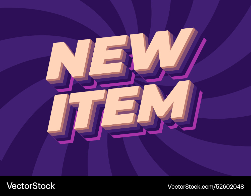 New item text effect in 3d style for print ad New item text effect in 3d style for print ad vector image