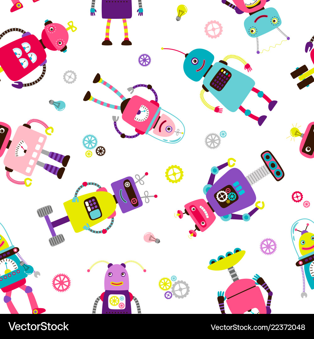 Robots & Aliens Kids Pattern vector image