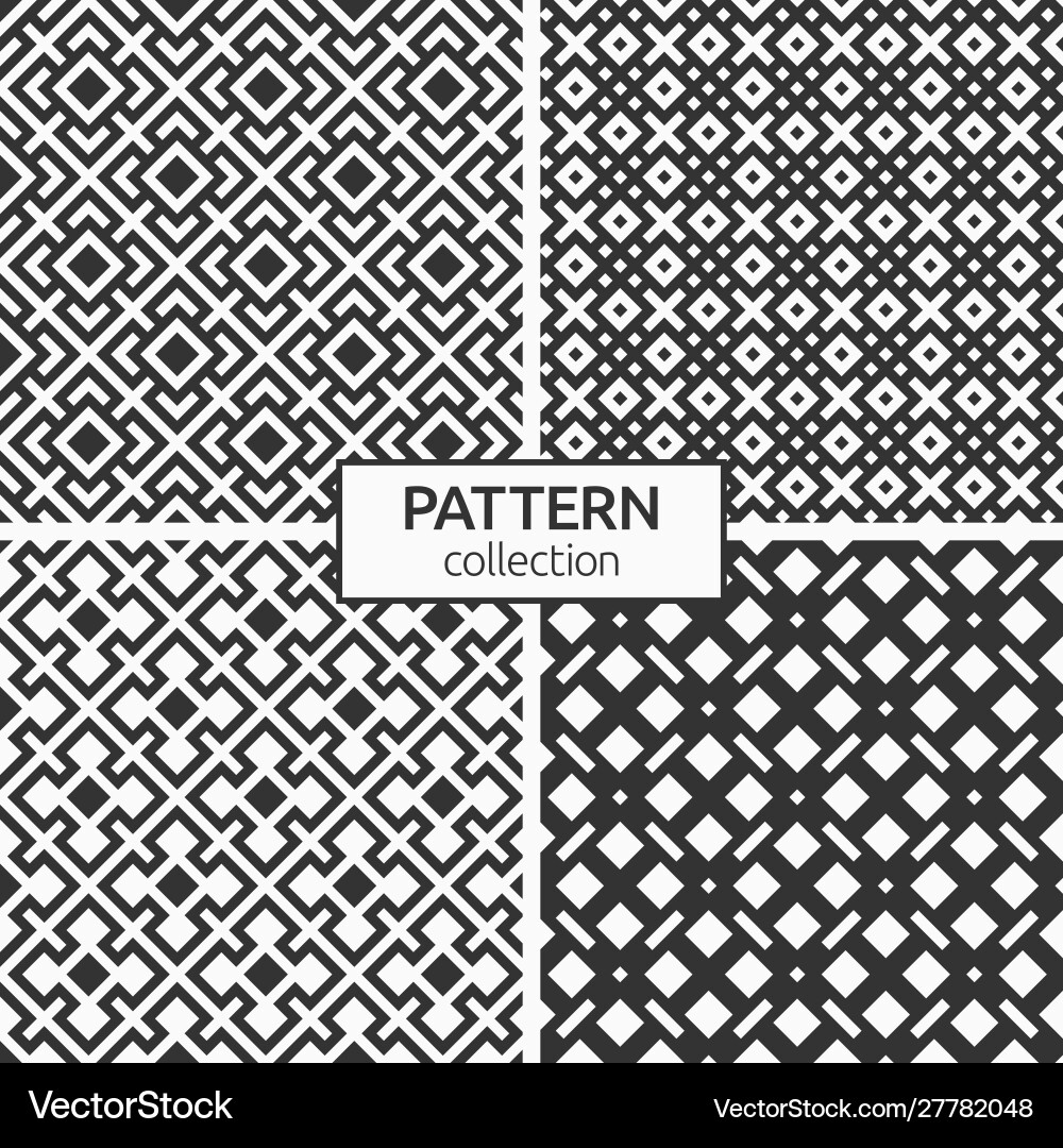 Set four rhombuses seamless patterns Set four rhombuses seamless patterns vector image
