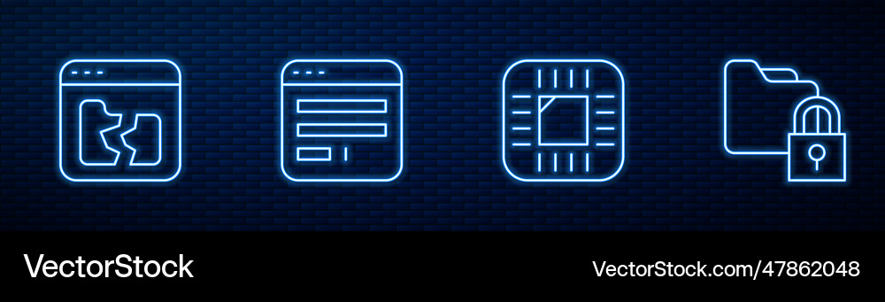Set line processor with cpu broken file browser Set line processor with cpu broken file browser vector image