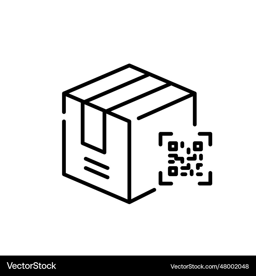 Shipment box with qr-code identification tracking Shipment box with qr-code identification tracking Vector Image