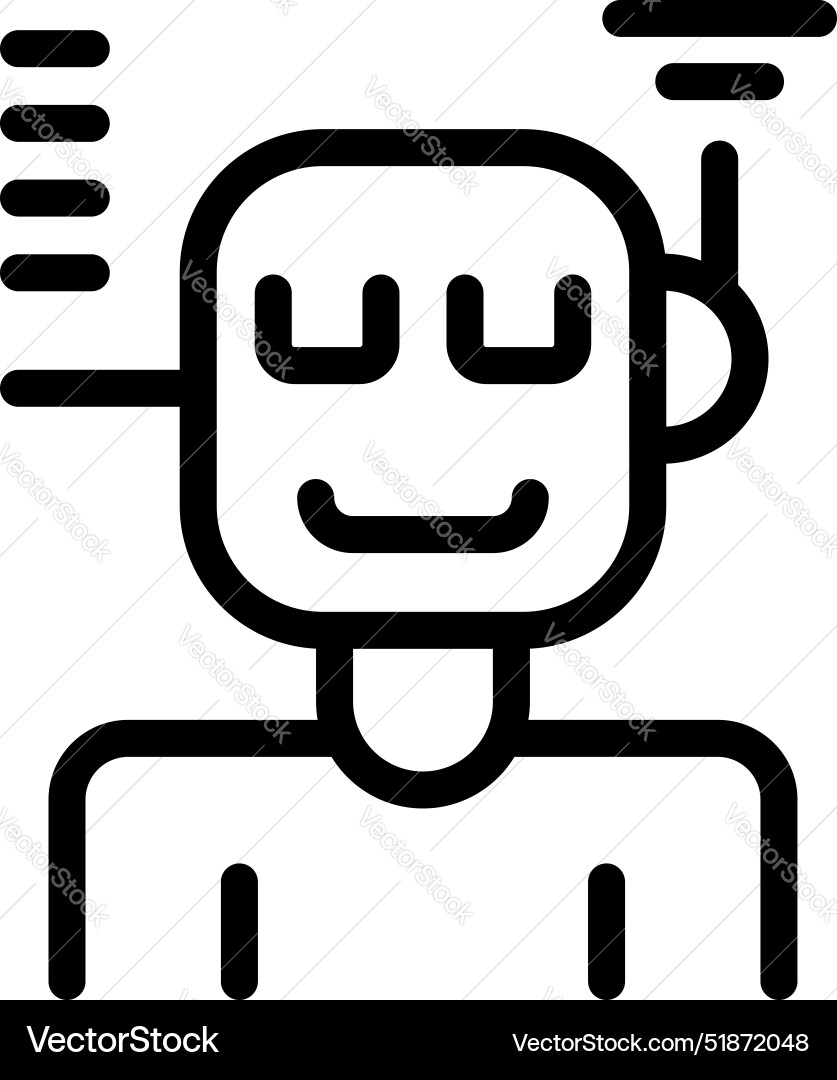 Smiling robot receiving data and waving Smiling robot receiving data and waving vector image