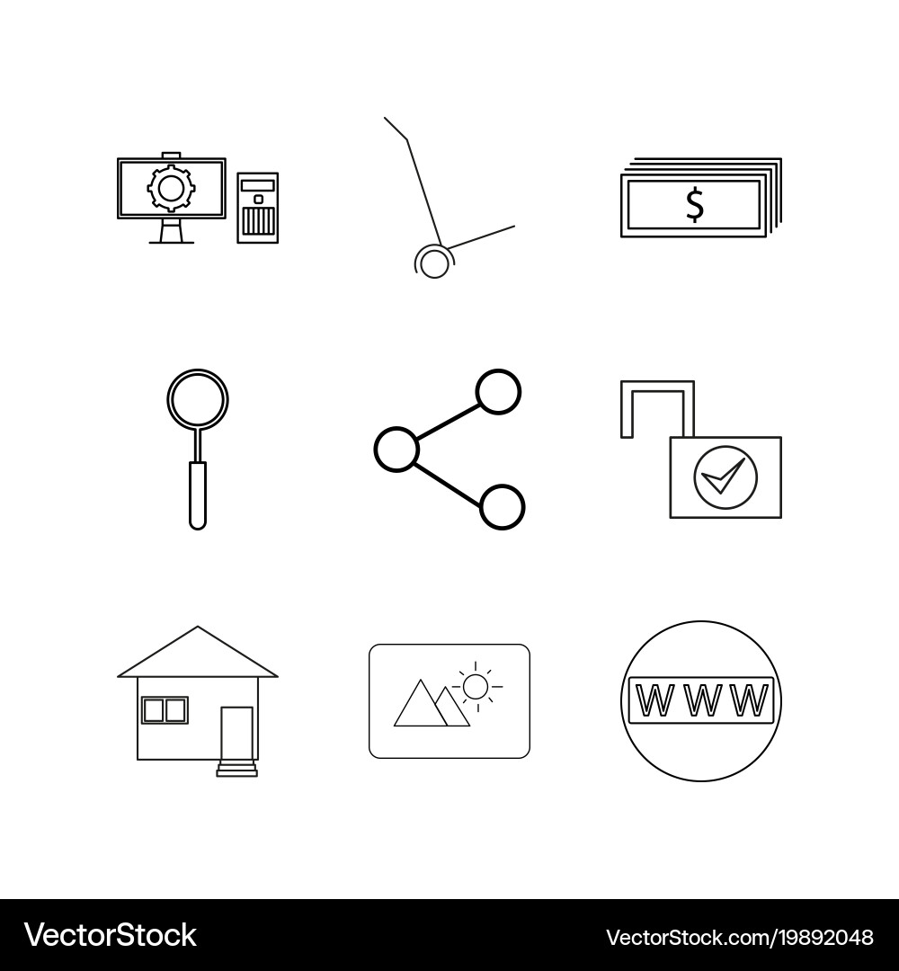 Web linear icon set simple outline icons vector image