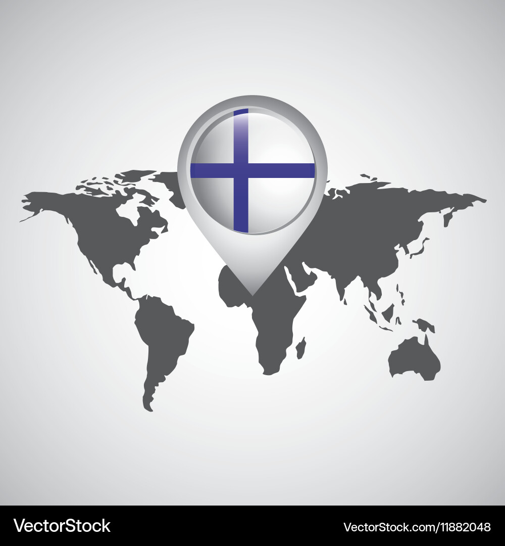World map with pointer flag finland Vector Image
