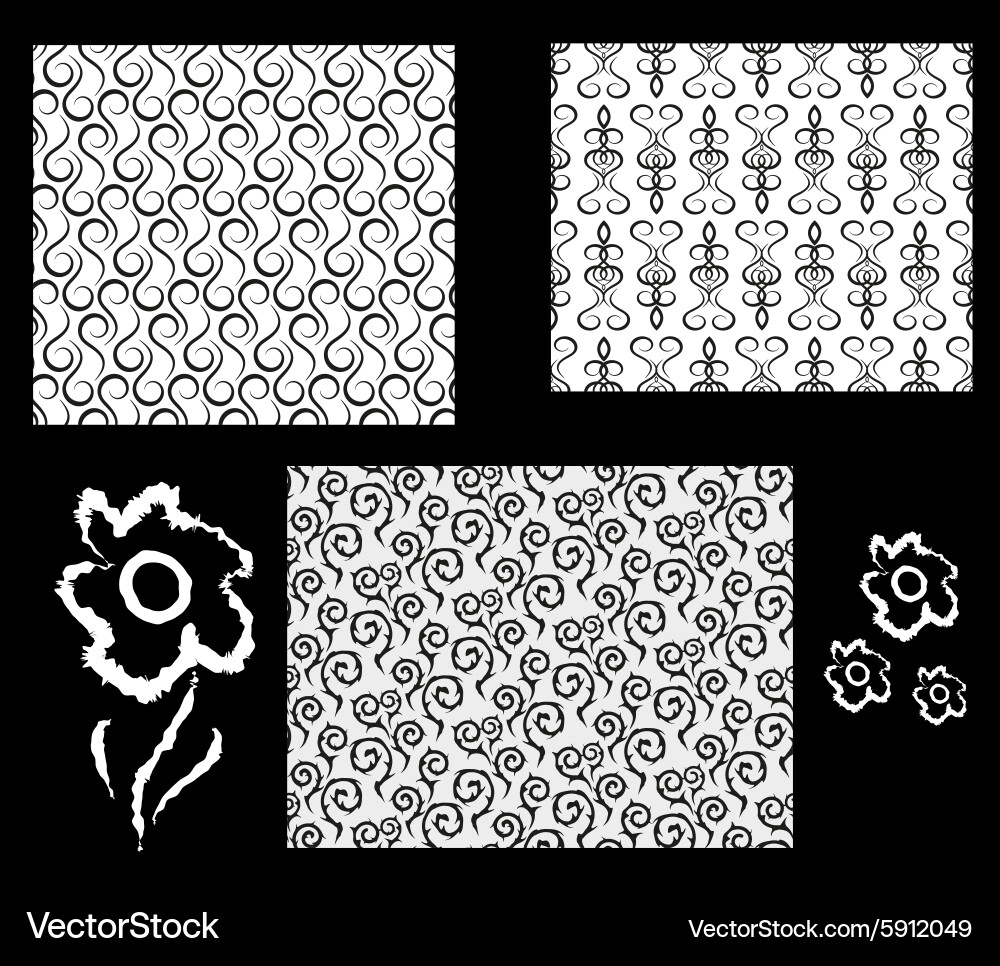 A set of three simple monochrome seamless patterns Vector Image