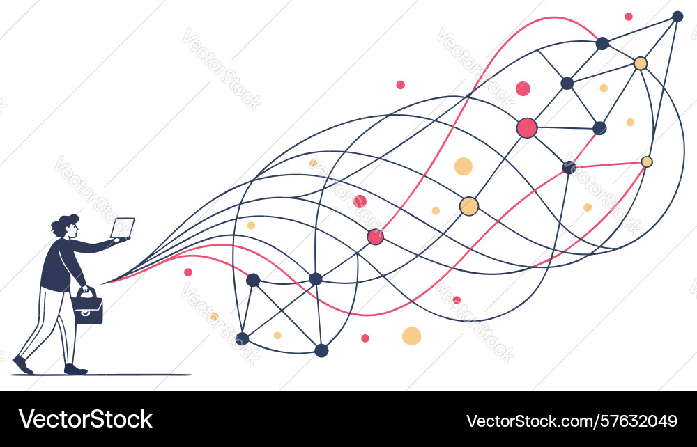 Abstract data flow network digital information vector image