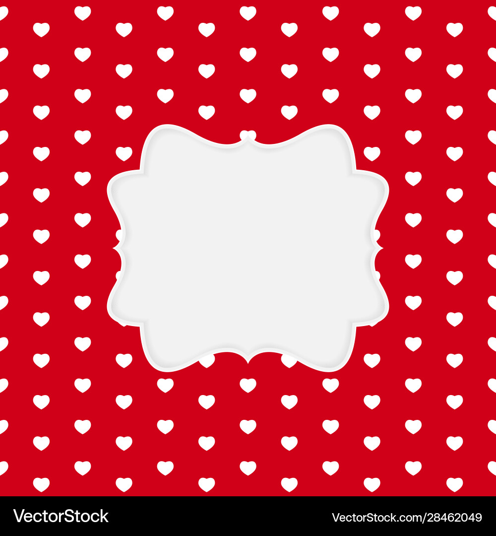 Abstract empty frame on heart pattern background Vector Image