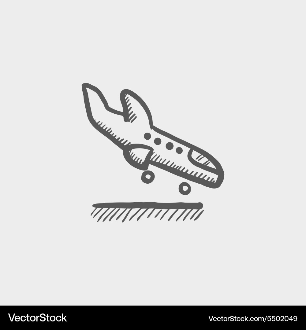Airplane landing sketch icon – Royalty-Free Vector | VectorStock, image size:1000x1080