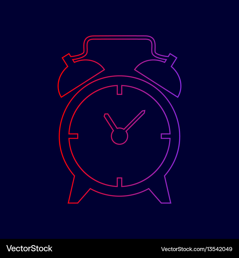 Alarm clock sign line icon with gradient vector image