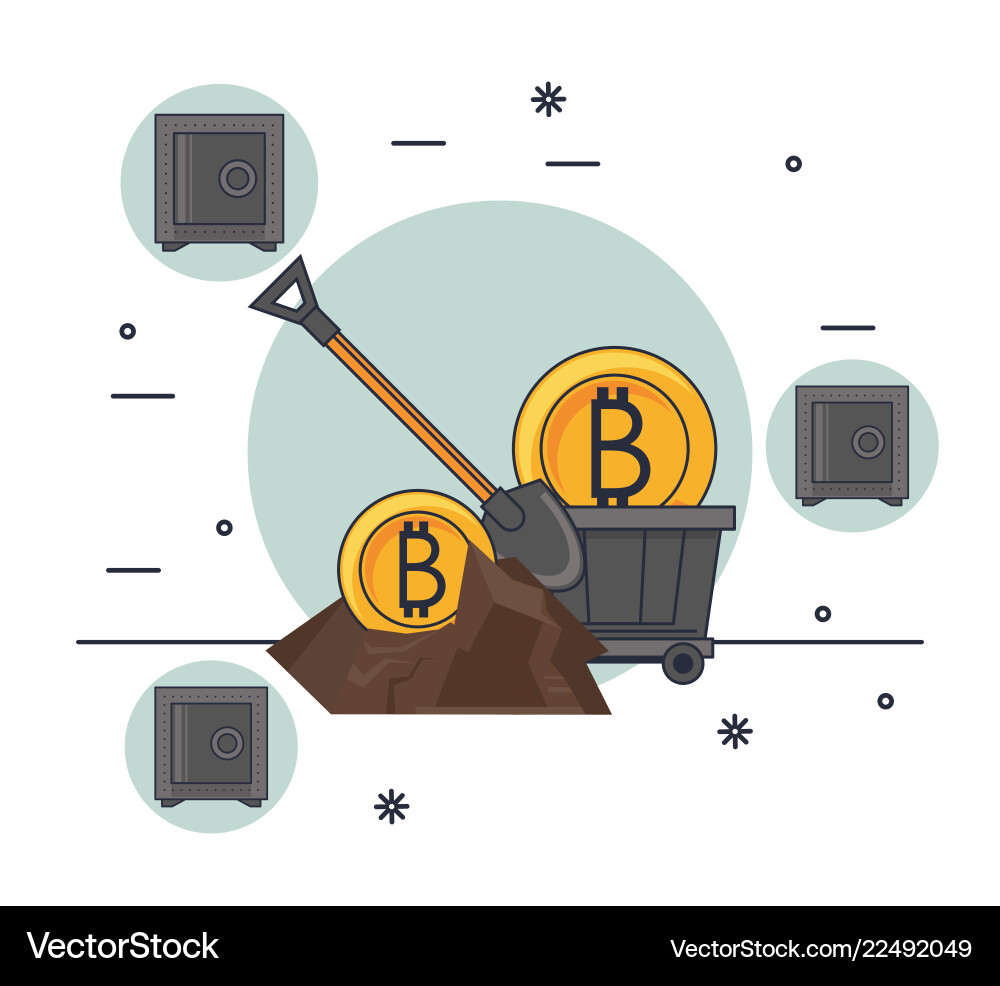 Bitcoin mining currency Royalty Free Vector Image