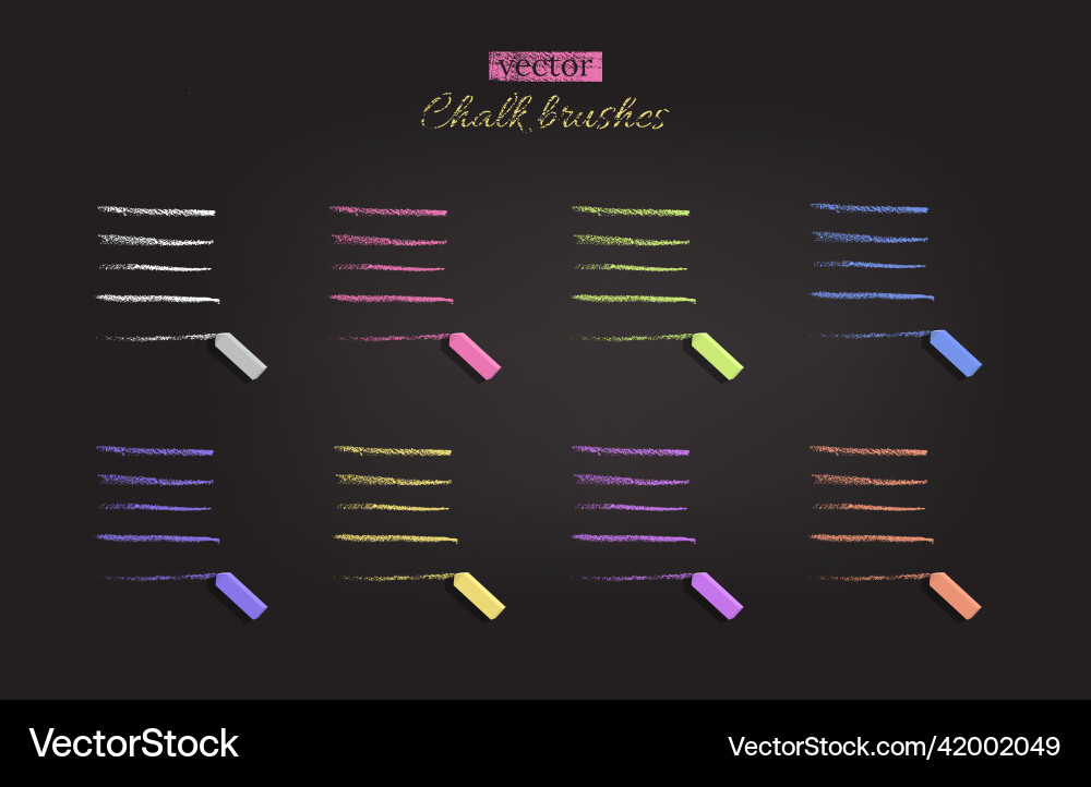 Chalk brushes with chalks different color Chalk brushes with chalks different color vector image