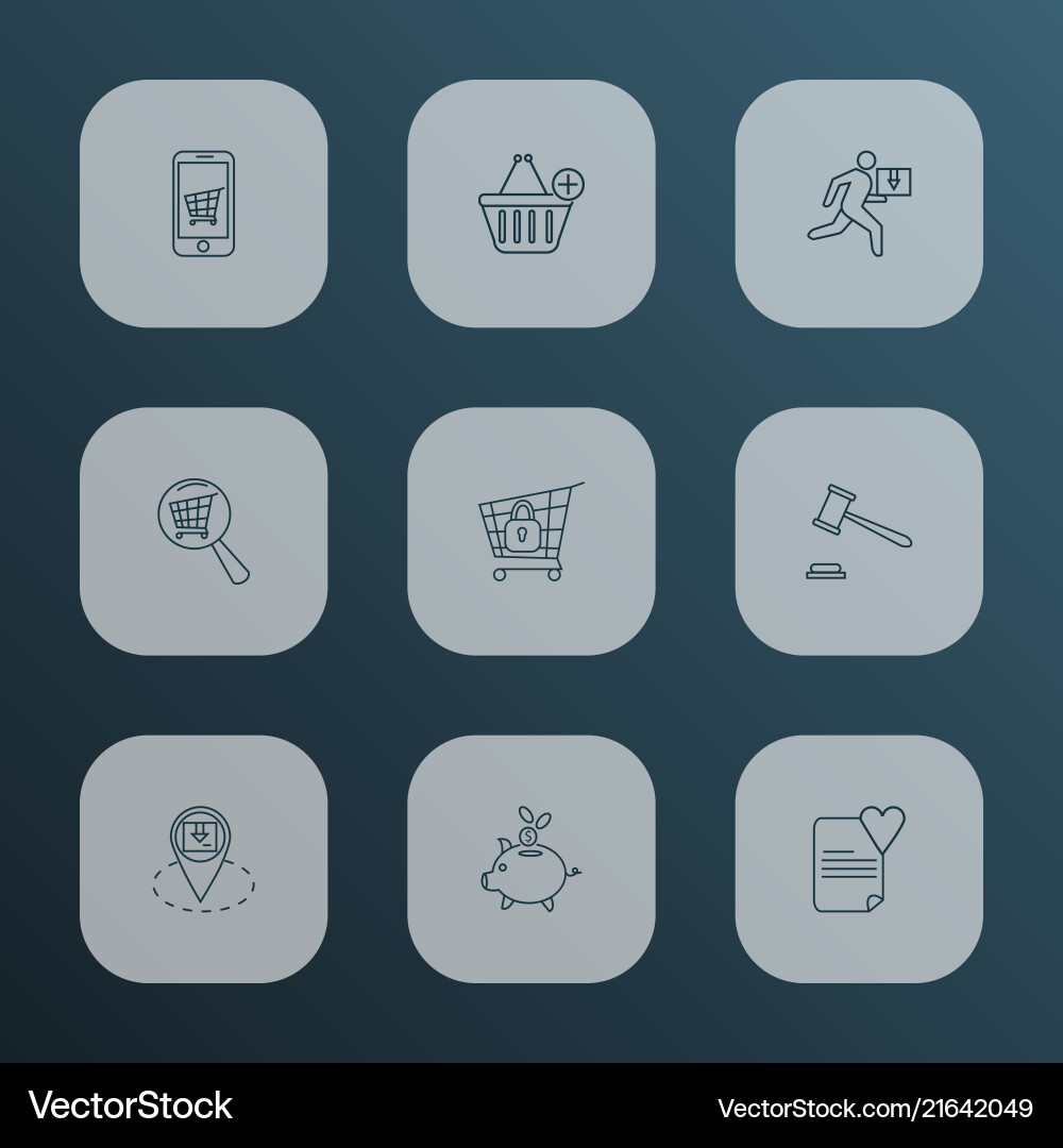 Commerce icons line style set with wish list Commerce icons line style set with wish list vector image