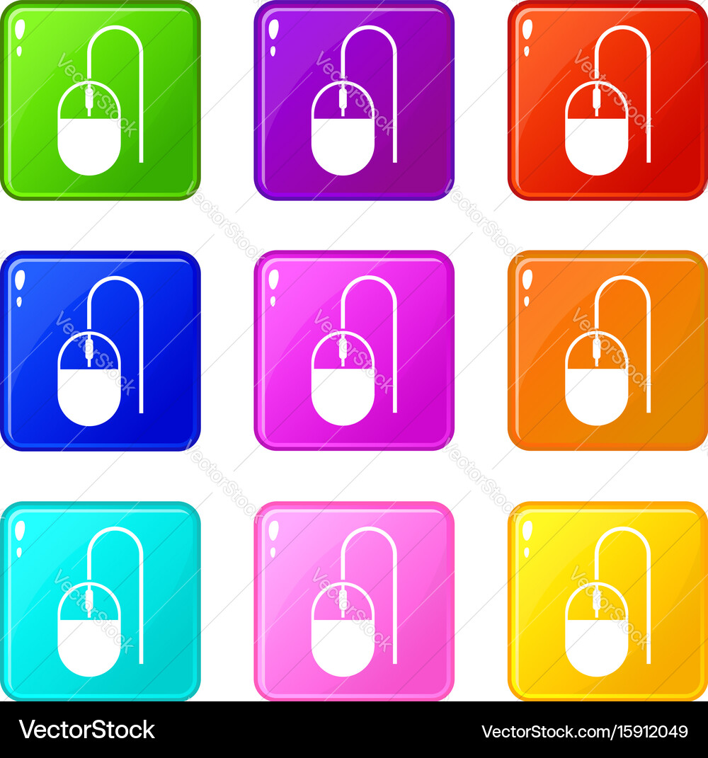 Computer mouse icons 9 set vector image