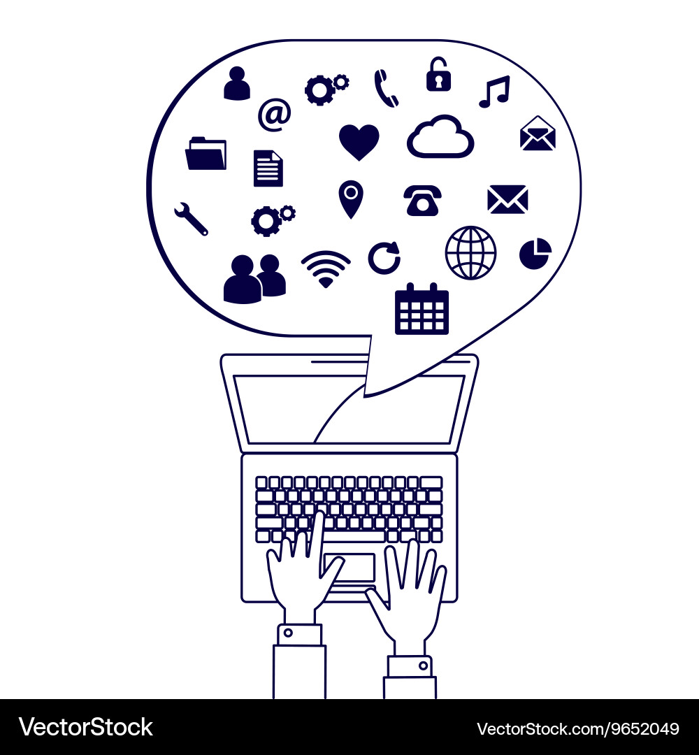Computer network line style vector image