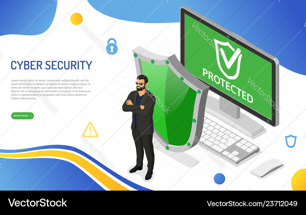 Cyber security isometric concept Royalty Free Vector Image