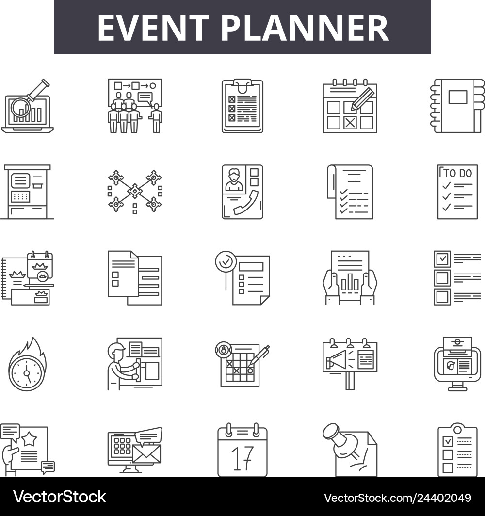 Event planner line icons for web and mobile design Event planner line icons for web and mobile design vector image