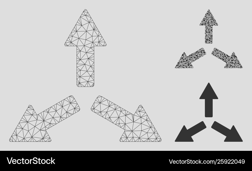 Expand arrows mesh 2d model and triangle Expand arrows mesh 2d model and triangle vector image