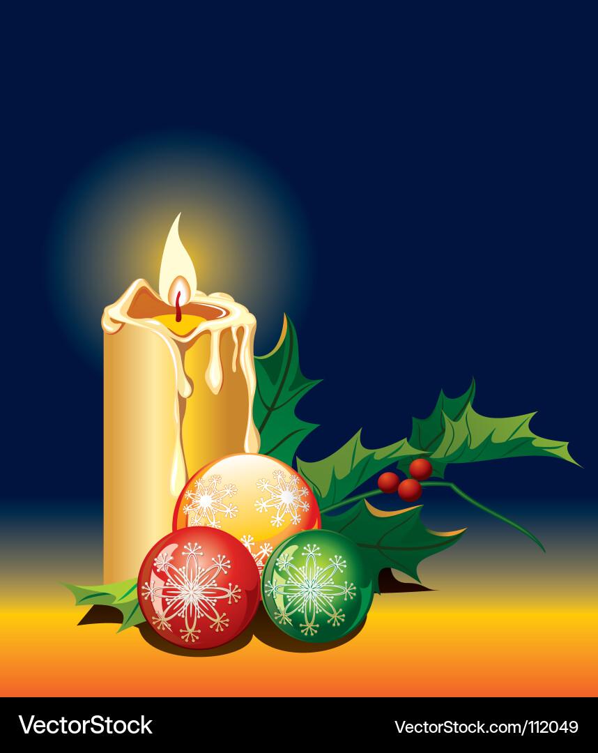 Festive Christmas Candle Vector Image