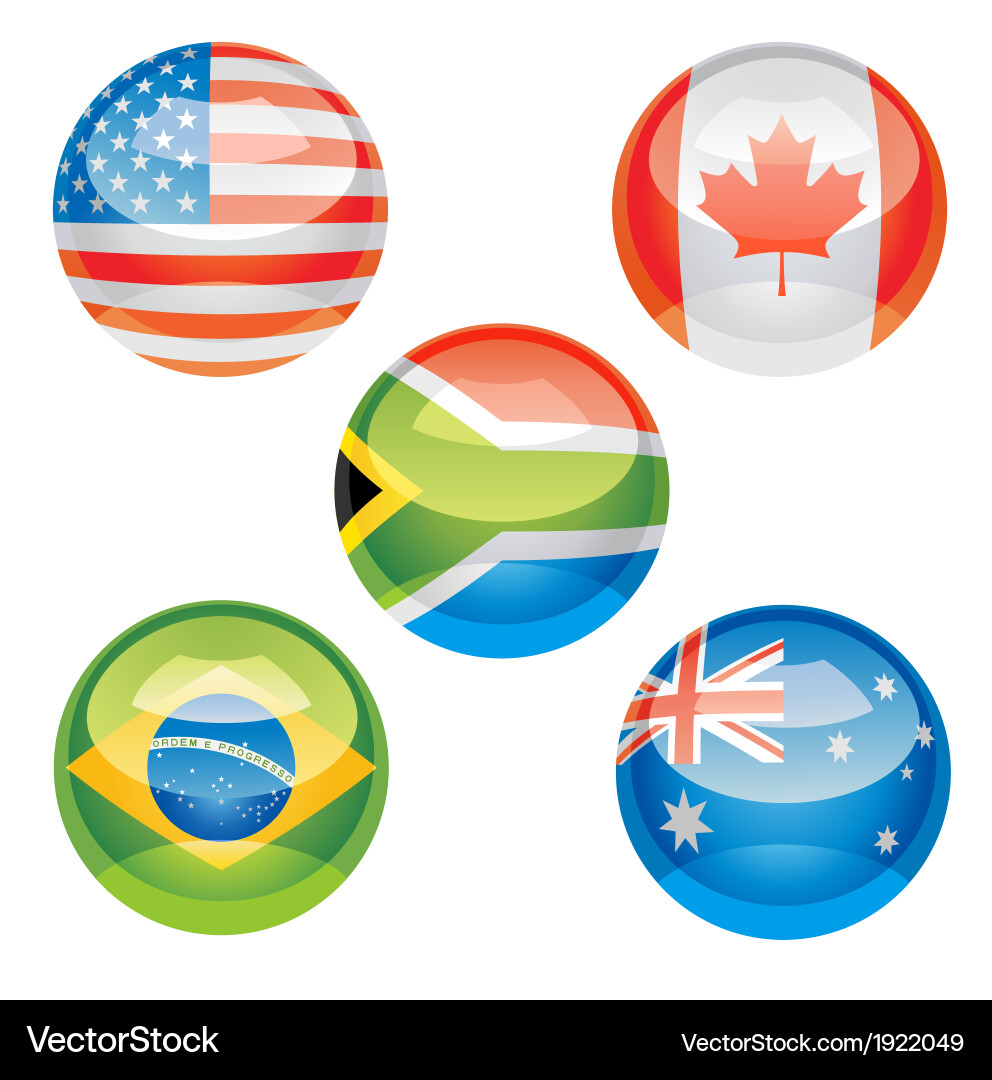 Flag Button Set Vector Image