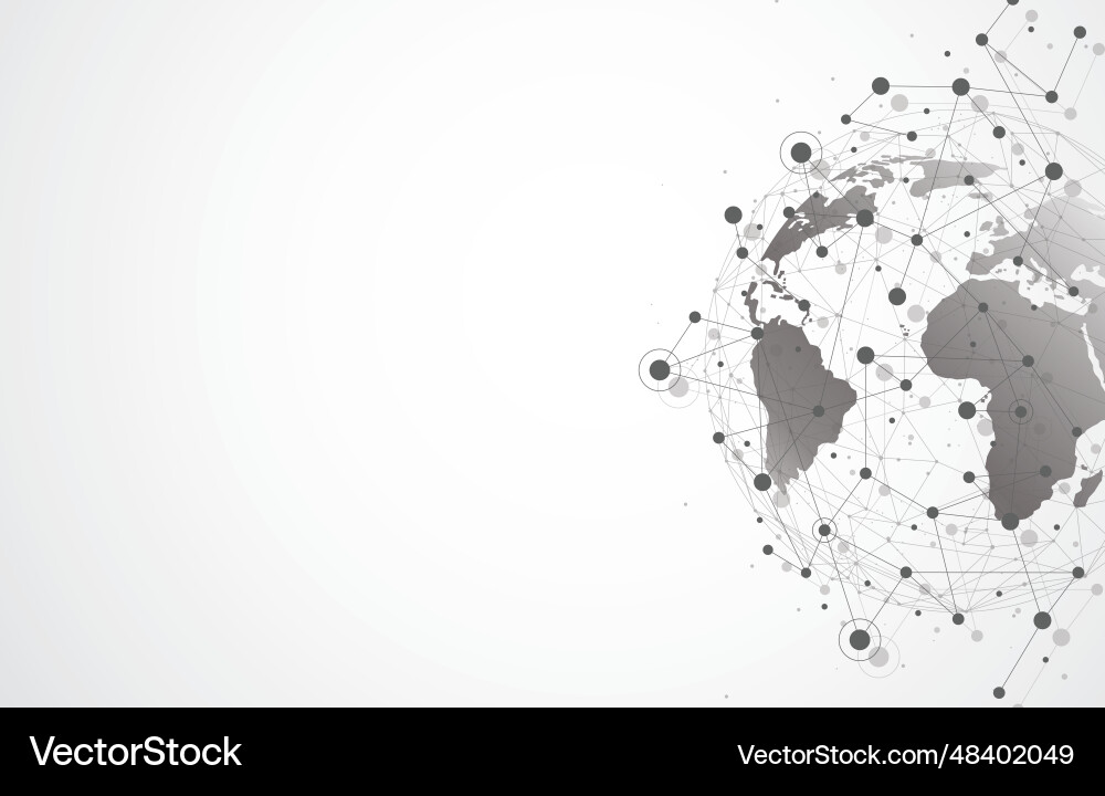 Global network connection world map point vector image