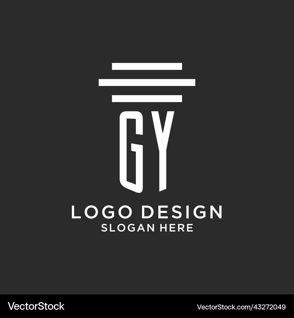 Gy initials with simple pillar logo design Gy initials with simple pillar logo design Vector Image