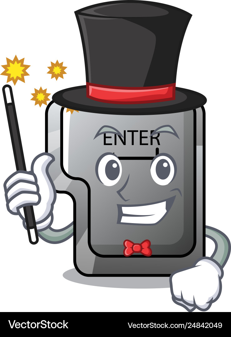 Magician enter button installed on computer vector image