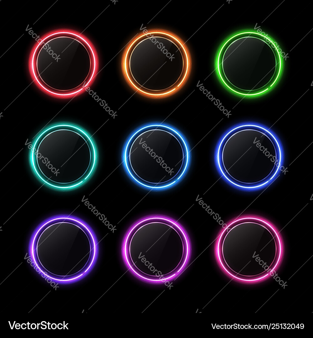 Neon Circle Button Set vector image