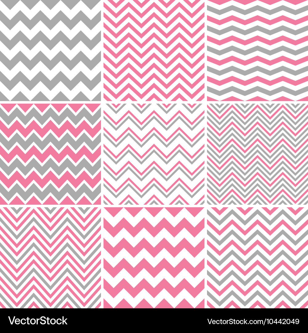 Pink and Grey Chevron Patterns Vector Image