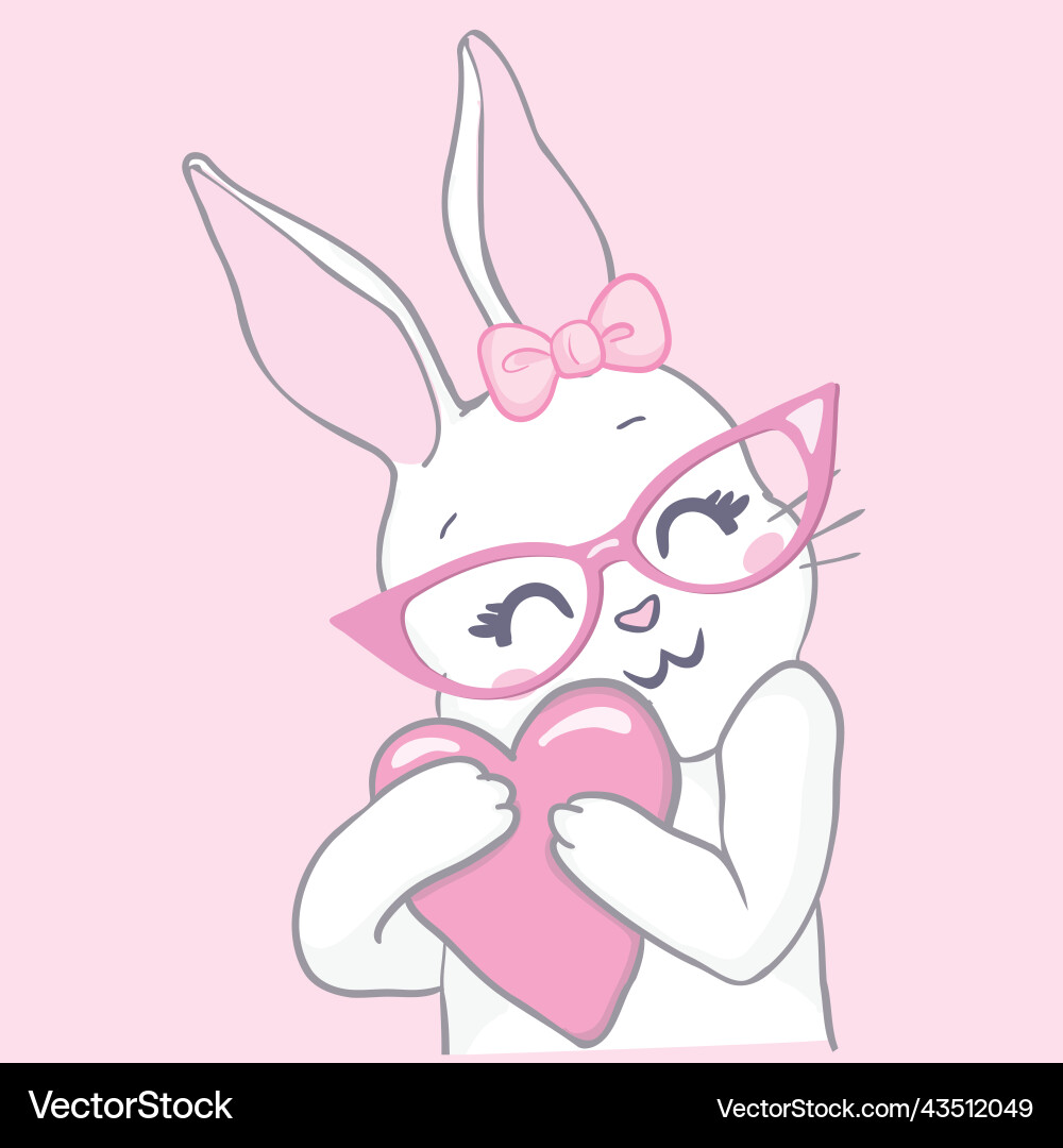 Süßes kleines Kaninchen mit rosa Brille süßes Mädchen Süßes kleines Kaninchen mit rosa Brille süßes Mädchen vektorbild