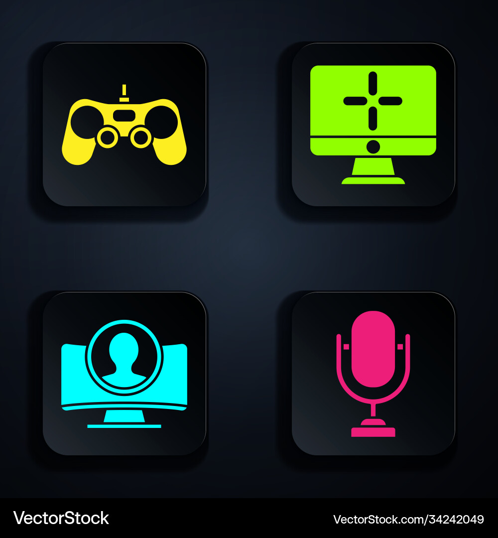 Set microphone gamepad create account screen Set microphone gamepad create account screen Vector Image